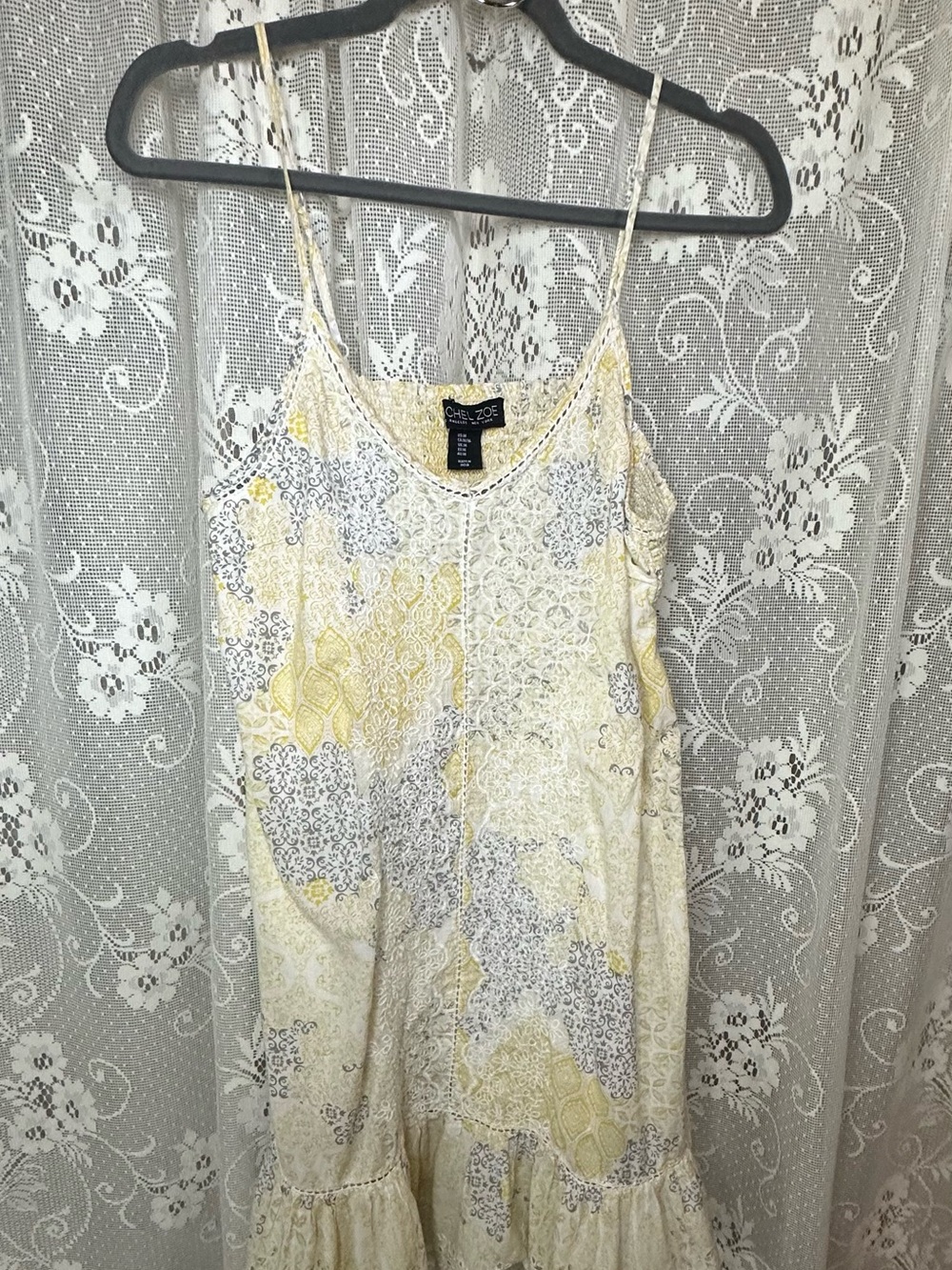 Rachel Zoe Yellow and Gray Eyelet Trim Sun Dress